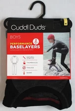 Cuddl Duds Boys M (8/10) 2-Piece Performance Baselayer Set Thermal Black/Gray