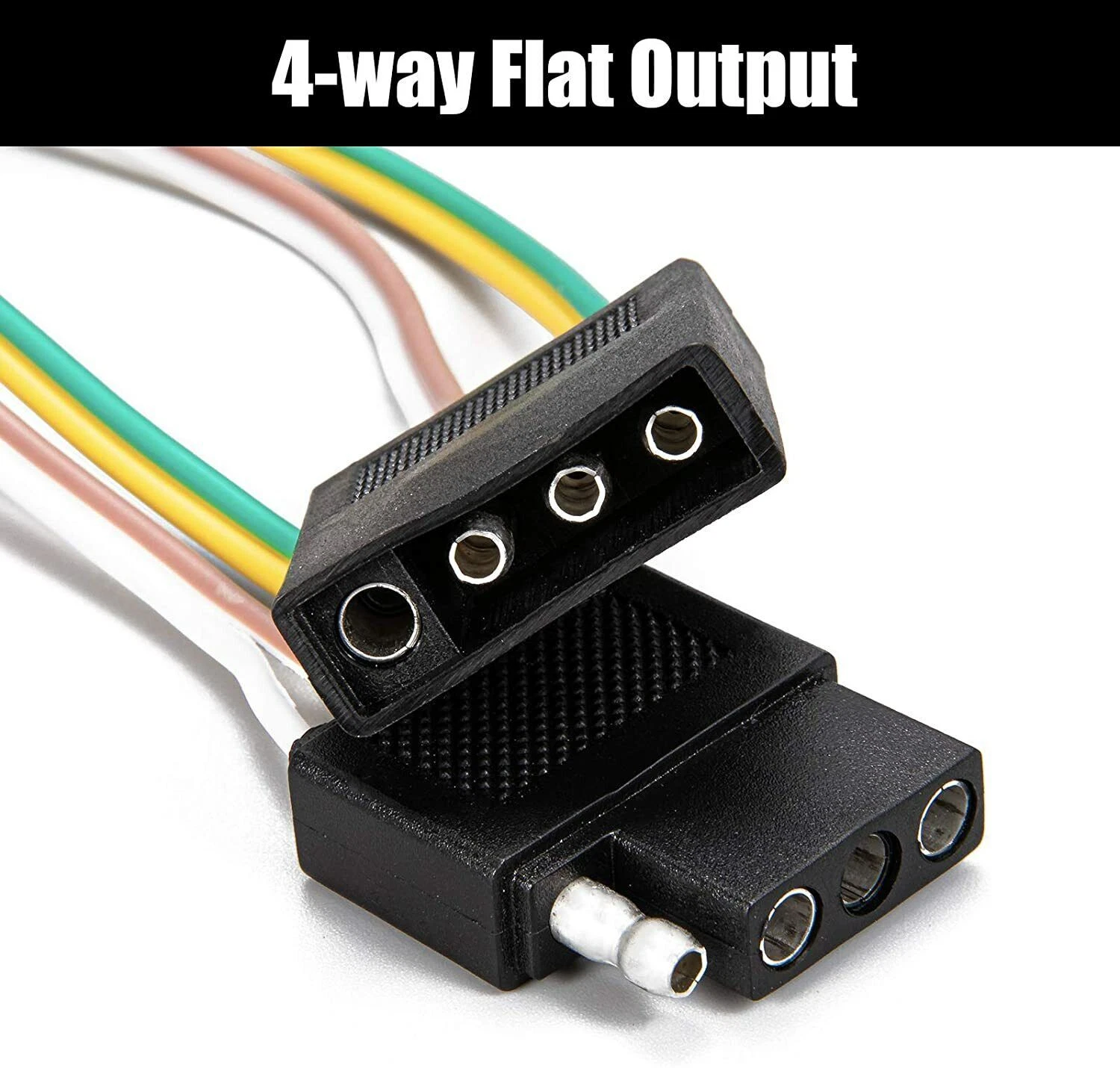 2ft 4-Pin Trailer Light Plug Wiring Harness Extension 18 AWG Flat Wire Connector