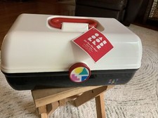 Caboodles Train Accessory Case Black White Red 5626 Mirror Makeup Tray
