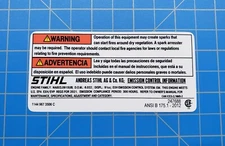 Stihl Chainsaw Emissions Label # 1144 967 3506, # 11449673506