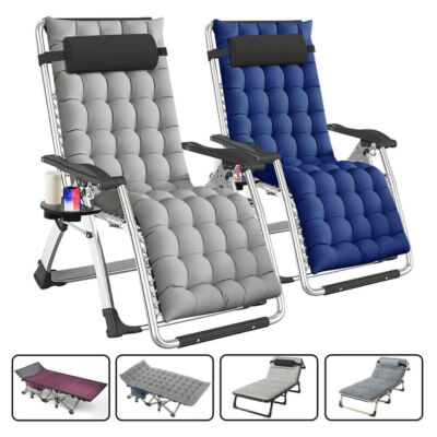 H&ZT Folding Camping Chair Reclining Extendable Patio Chaise Zero Gravity Chair
