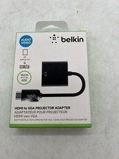 New Belkin HDMI to VGA Projector Adapter 3.5mm Audio AV10145BT Black Free S/H