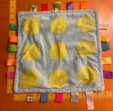 Bright Starts Little TAGGIES Security Blanket Lovey Teether Blue Green Polka Dot