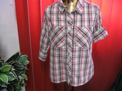 QUIKSILVER.Damen Long Hemd/Bluse. Kariert. Schwarz/Rot. Gr.S/36. 100%-Cotton