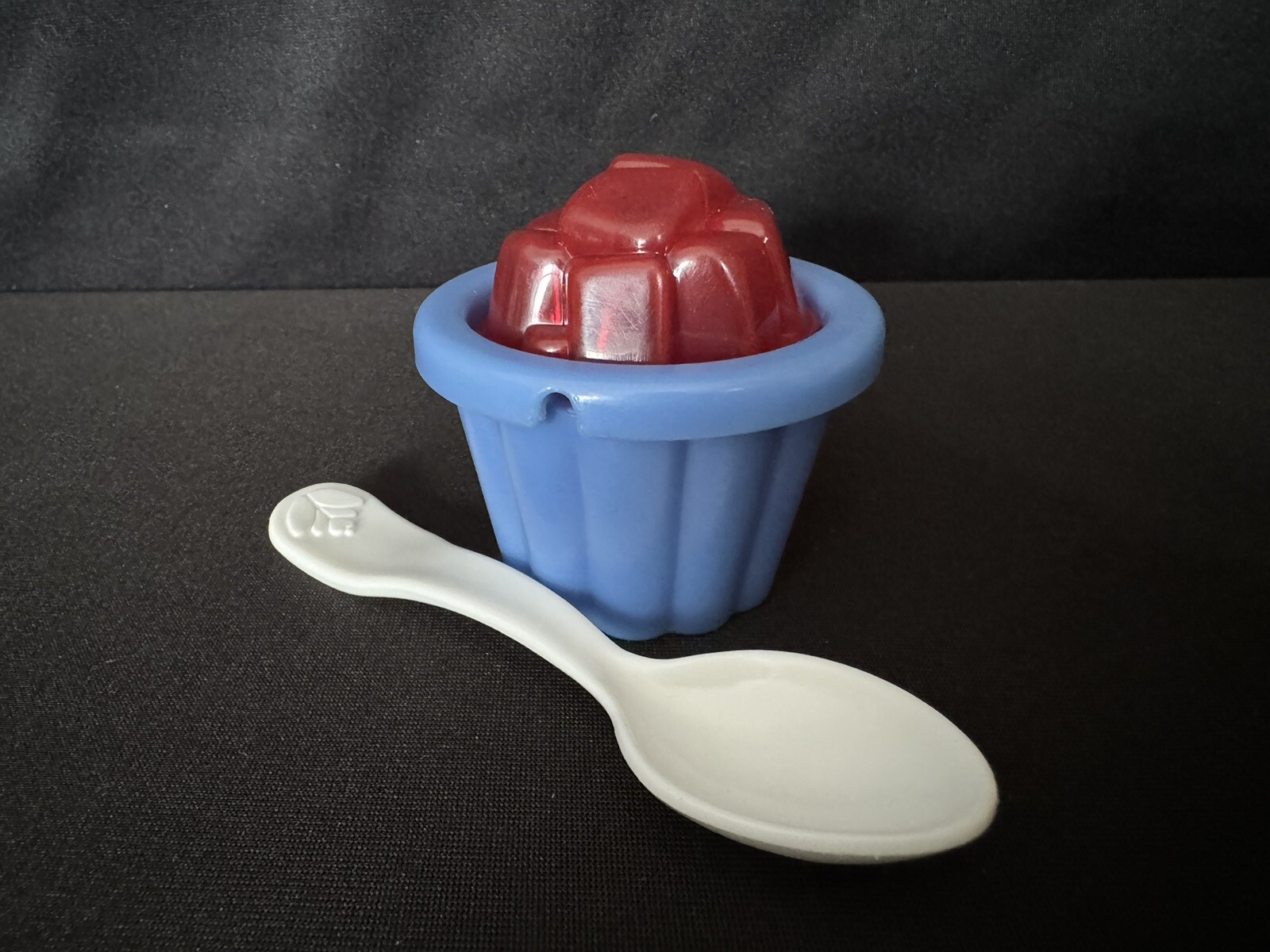 FISHER PRICE FUN FOOD JELLO SQUARES CUP DESSERT & FP WHITE FLOWER SPOON HTF