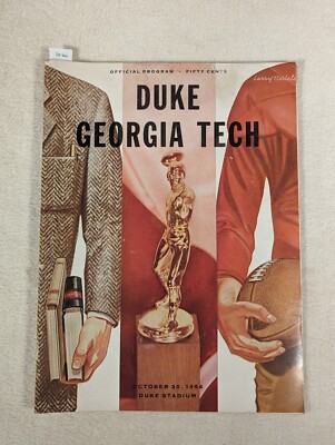 VTG 1954 DUKE BLUE DEVILS FOOTBALL PROGRAM VS GEORGIA TECH YELLOW ...