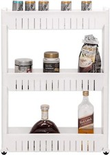 EUGAD Nischenregal 3 Ablagen Nischenschrank Nischenwagen Küchenschrank mit Rolle