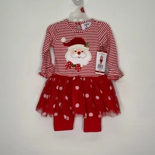 Counting Daisies Girls 18M Christmas Dress and Leggings Santa Red 18M