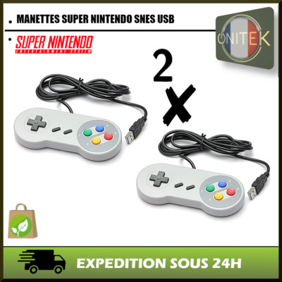   2 MANETTES NINTENDO JEU USB RETRO SNES SUPER NES PC WINDOWS MAC RASPBERRY PI