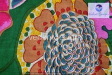 Indian 5 Yard Cotton Handcrafted Hand Block Fruit Print Green Fabric
