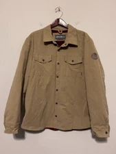 🥶 Eddie Bauer Mens 2XL Shirt Jacket Tan Fleece Lined Snap Button