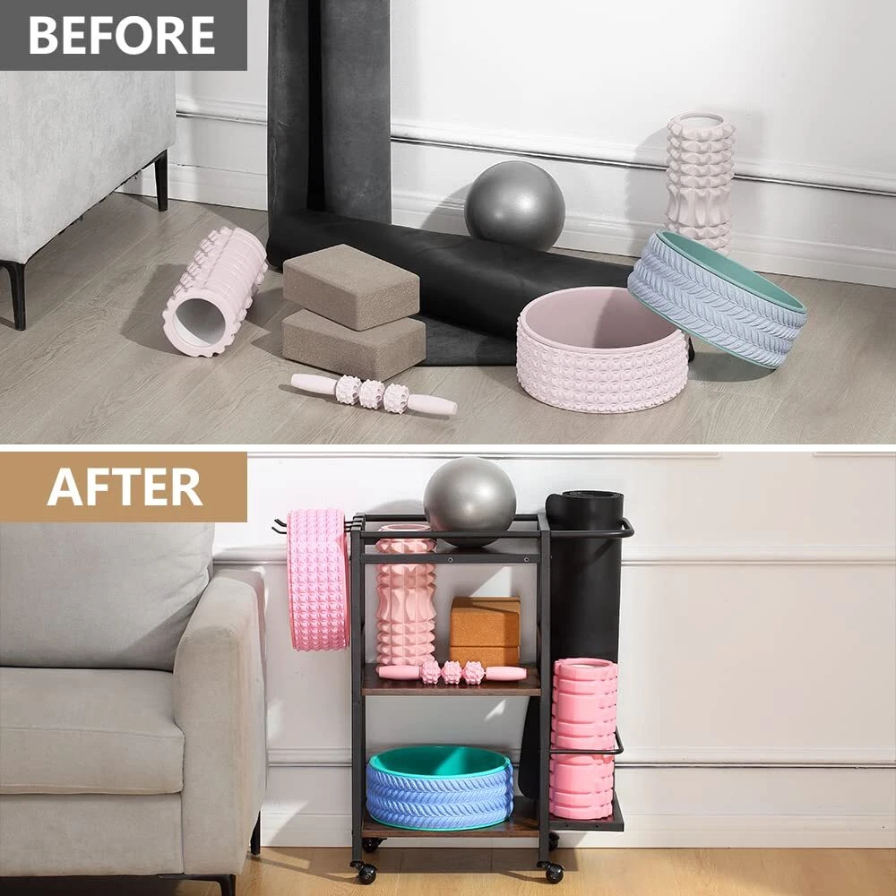 Yoga Mat Storage Rack, Home Gym Rack, Workout Equipment Organizer for Yoga Ma...