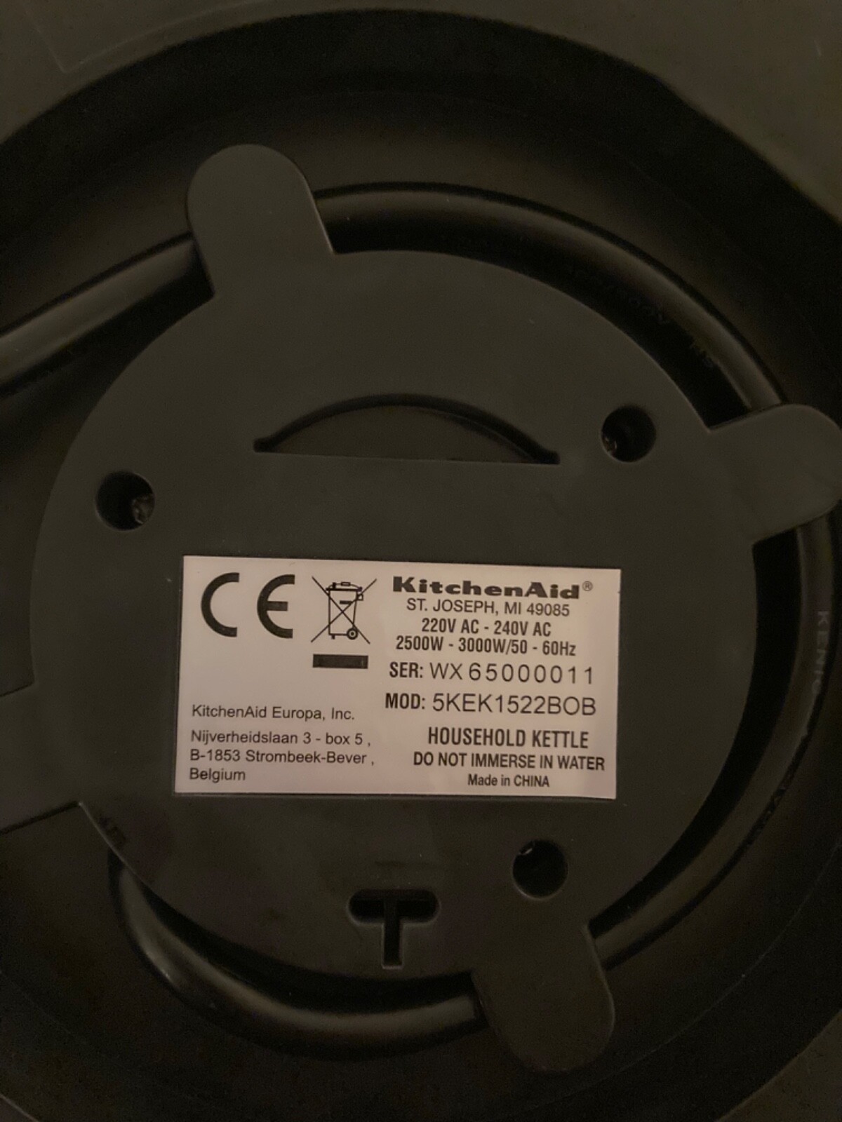 KitchenAid Artisan 1.5L Kettle BASE ONLY Onyx Black eBay