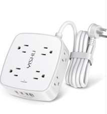 Brand New 6 Ft Surge Protector with 8 Outlets, 4 USB Ports, ETL Certified, White