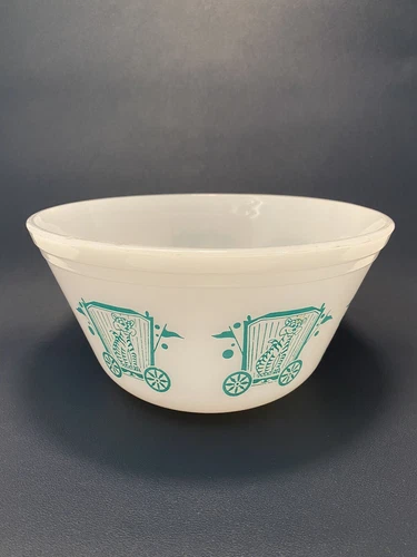 Vintage Federal Glass 8" Heat-Proof Mixing Bowl Circus - Read Description