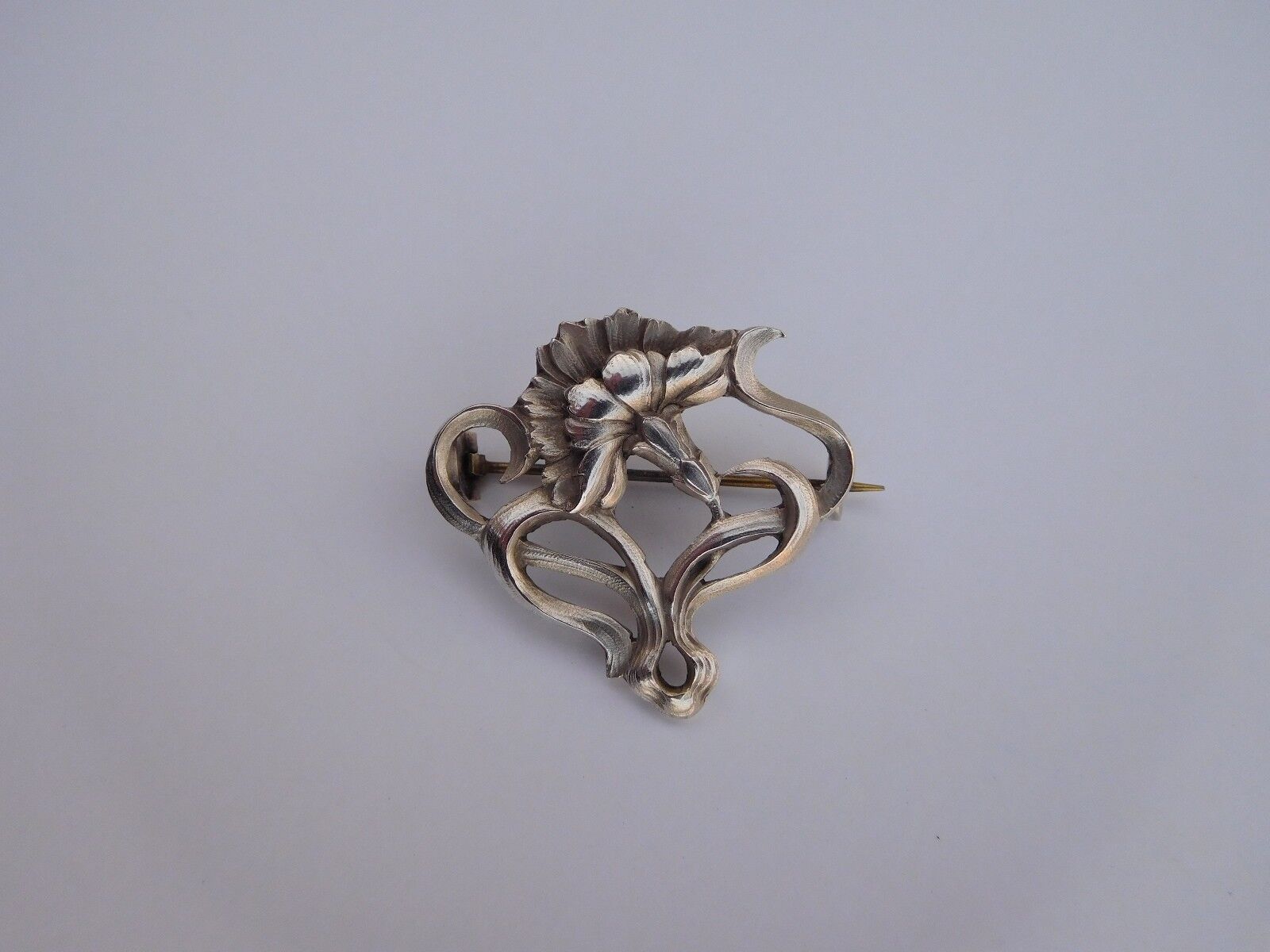 Beautiful Rare Authentic French Art Nouveau Silver Carnation Flower Pin ...