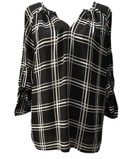 collective concepts blouse black and white plaid - size small