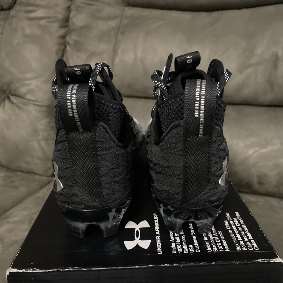 New UA Under Armour Spotlight Clone MC Football Cleats Black/Silver Women's 6.5 - Image 4 of 4