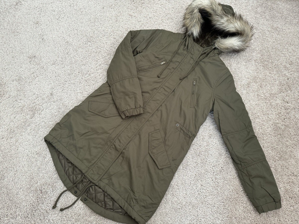 American Eagle Sherpa Lined Parka with Faux Fur Hood Womens Size S