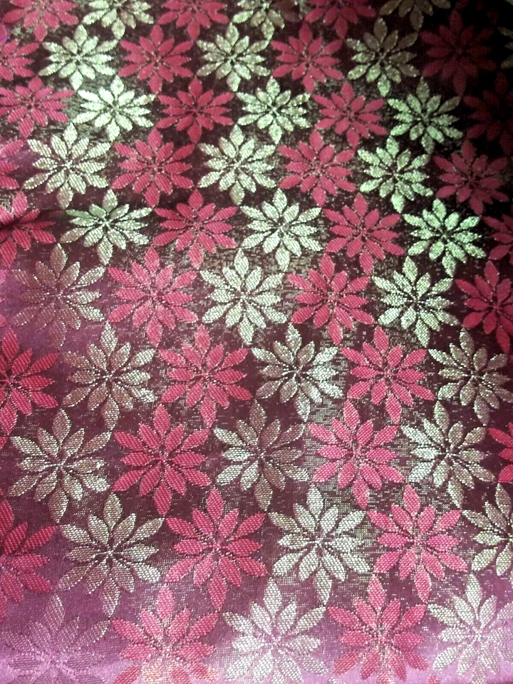 VTG 2002 Table Runner Martha Stewart Burgundy gold floral/snowflake motif 13x82" - Image 2 of 4