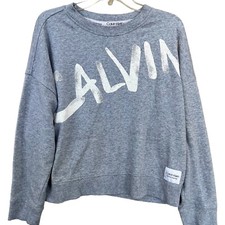 Calvin Klein Performance Sweatshirt Womens XL Gray White Logo Pullover