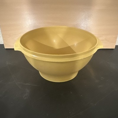 Tupperware Vintage Yellow Plastic Round Bowl Matte Finish Classic Retro Style