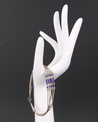 Navajo Schmuck Armreif Silber Lapis Lazuli Original Native American#T9