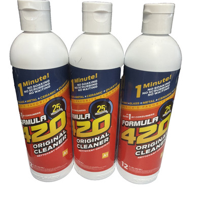 Formula 420 Cleaner 3 x 12 oz Bottles Pipe Pyrex Metal Glass Ceramic 1 Minute