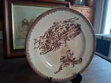 Assiette ancienne plat a gateaux "Rocaille Pexonne" – Décor brun