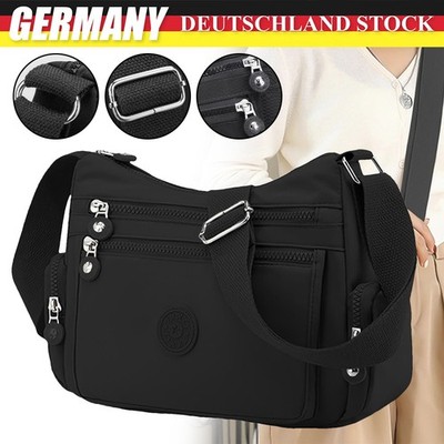 Damen Handtasche Umhängetasche Crossbag schwarz Crossbody Bag Schultertasche DE