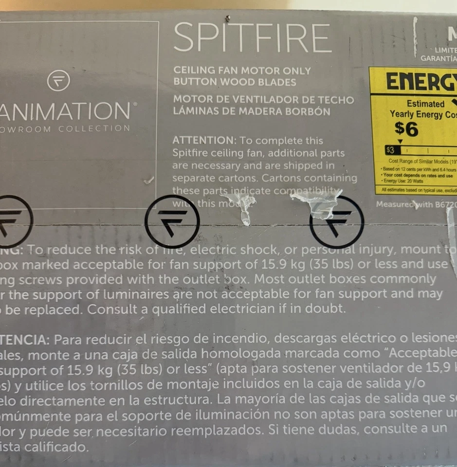 Fanimation Spitfire (Motor only), Black - MA6721BBL Brand New - Image 2 of 3