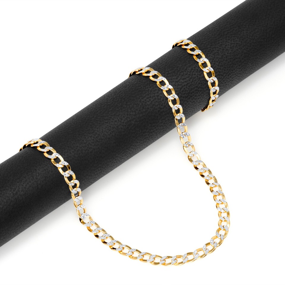 22" 14K Yellow Gold Cuban Curb Chain Necklace - 4.5mm Width, 6.4g, Made In Italy (Nuragold)