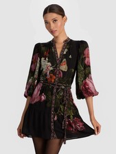 ALICE & OLIVIA (4)ANTONETTE BE STILL BUTTON FRONT MINI DRESS NWT MSRP$495