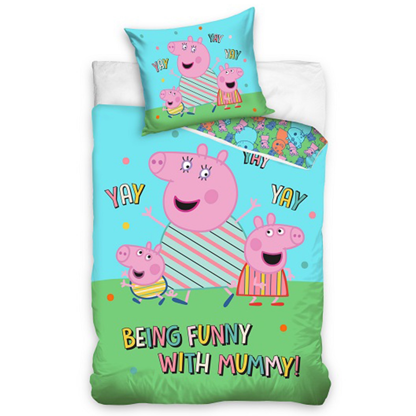 Parure de lit 140x200 Peppa Pig Yay Yay parure housse couette coton enfant
