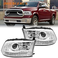 Fit For 2013-2018 Dodge Ram 1500 2500 3500 Chrome Projector Headlights Wled Drl