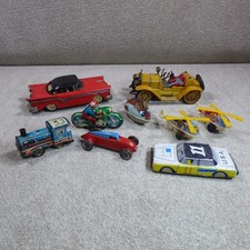 Collection of Vintage Tin Plate Toys Cars Vehicles Job Lot x 9