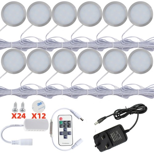LED Puck Light 1-12Pack With Remote Controls LED Under Cabinet Closet Lights 12V - Picture 2 of 24
