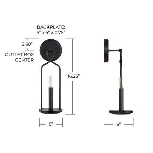 Capital Sonnet 16 1/4" High Matte Black Metal Wall Sconce - Picture 7 of 8