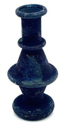 Miniatur Glasflasche im römischen Stil blau - 60,7 mm hoch - gealterter Look