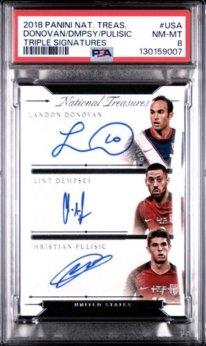 2018 Panini National Treasures Christian Pulisic Donovan Dempsey Auto /30 PSA 8