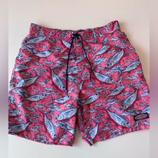 Vineyard Vines Men  s Swim Trunks with Blue Fish Print, Medium