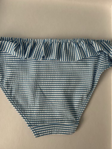 Little Girls H & M Swimsuit Blue White Stripe Ruffle New - Picture 8 of 10