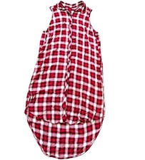 Forever 21 Women’s S Red Plaid Sleeveless Button Front High Low Shirt Dress