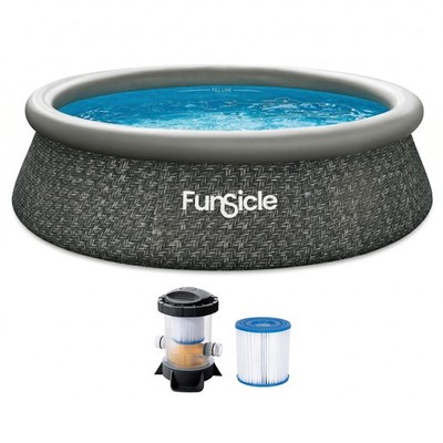 Funsicle 10' x 30'' QuickSet Ring Top Above Ground Swimming Pool Dark Herringbone