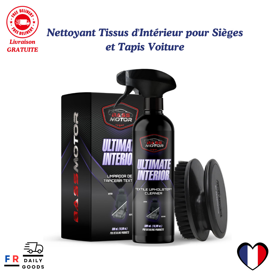 Nettoyant tissus BassMotor élimine les taches sur sièges auto avec brosse