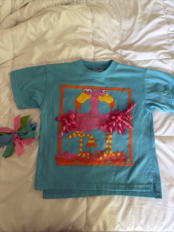 Zoodles Vintage 1994 T Shirt And Matching Hair Clip Size 5-6 Flamingos