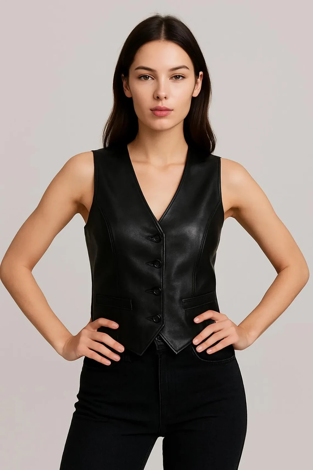 Custom Leather Vest for Women  Vintage Biker Waistcoat  Trendy Western Fashion