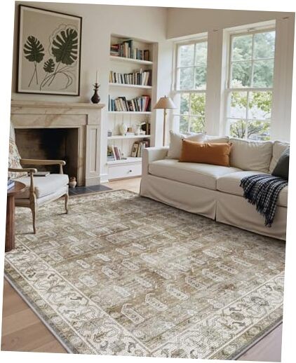 5x8 Machine Washable Low Pile Area Rugs Geometric-2 4'11