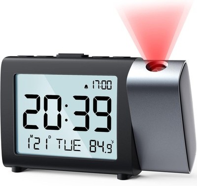 Projektion Digitaler Wecker Alarm Clock Temperatur 12/24H dimmbar Batterie Rot