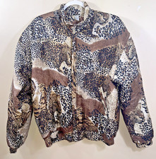Fuda International 100 Silk Bomber Jacket Size L Full Zip Animal Print Tigers